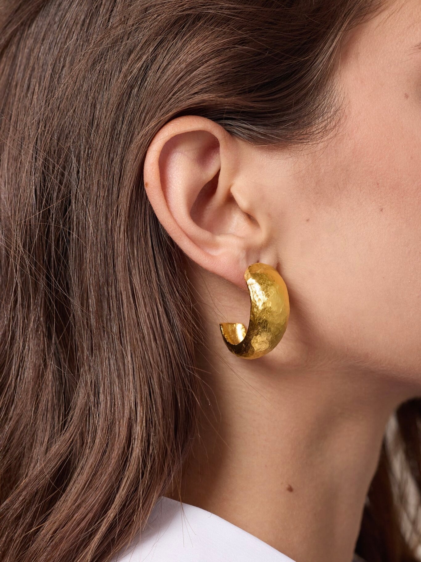 Les Brutes White Gold Hoops
