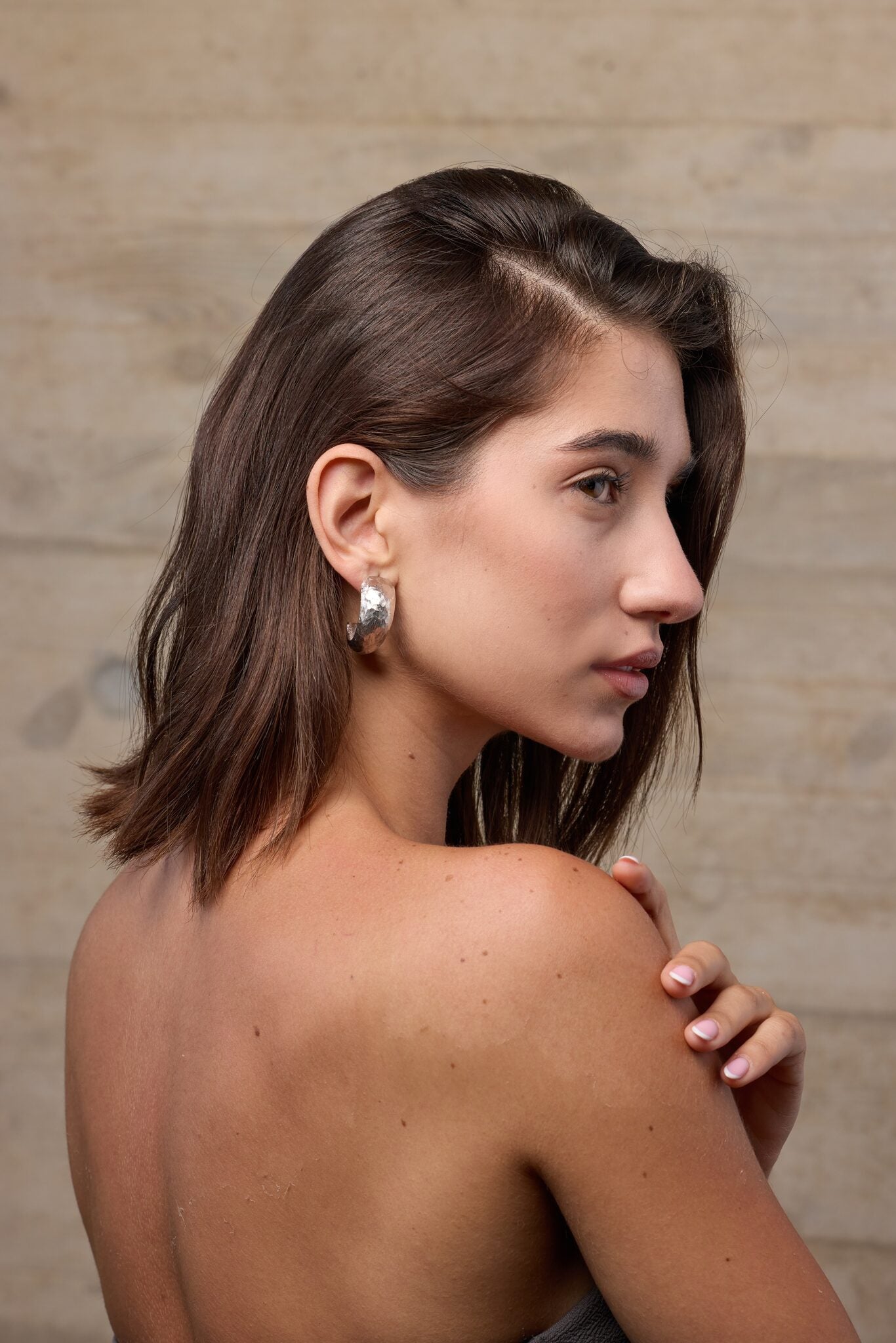 Les Brutes White Gold Hoops