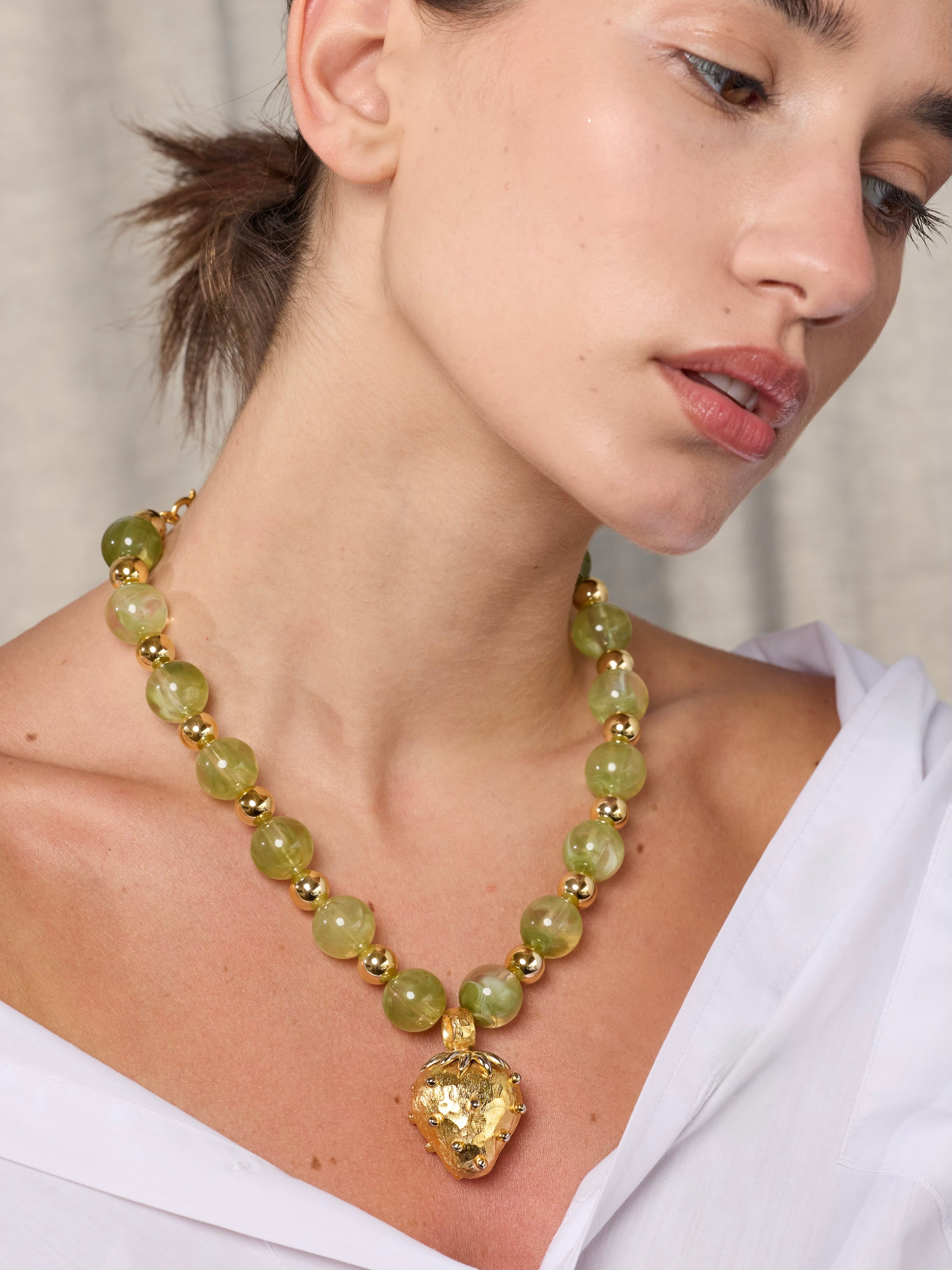Green Strawberry Necklace