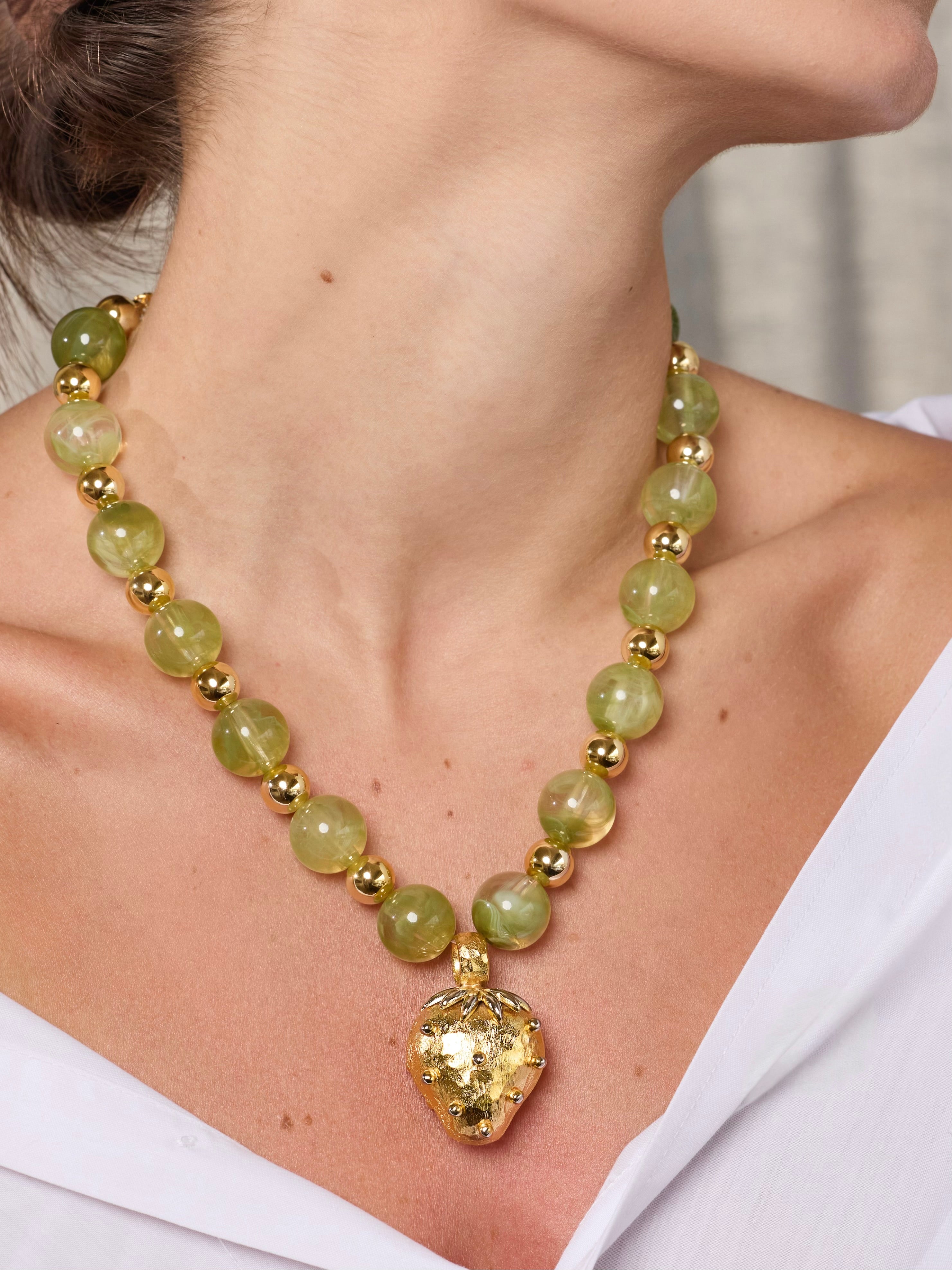 Green Strawberry Necklace
