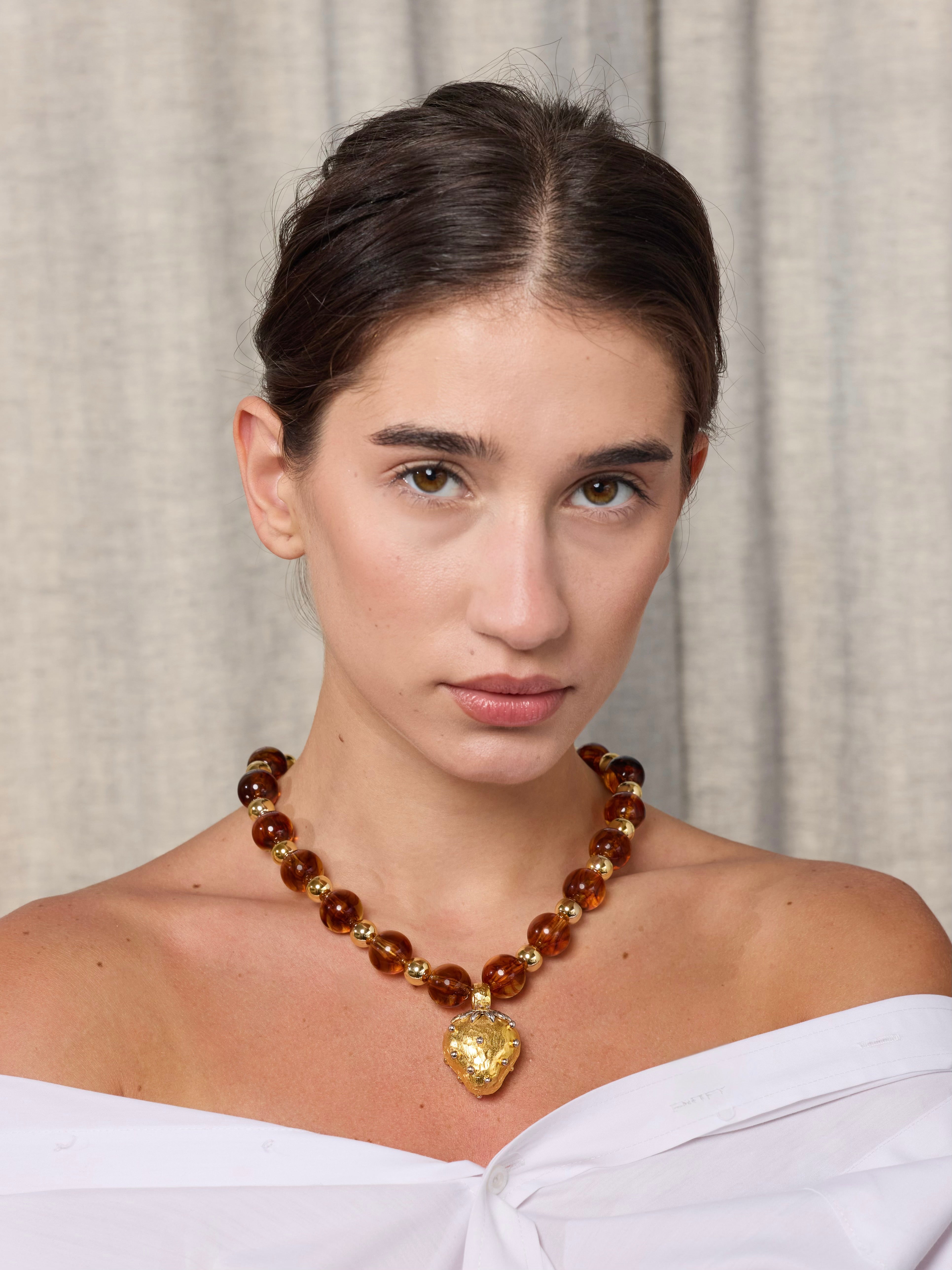 Brown Strawberry Necklace