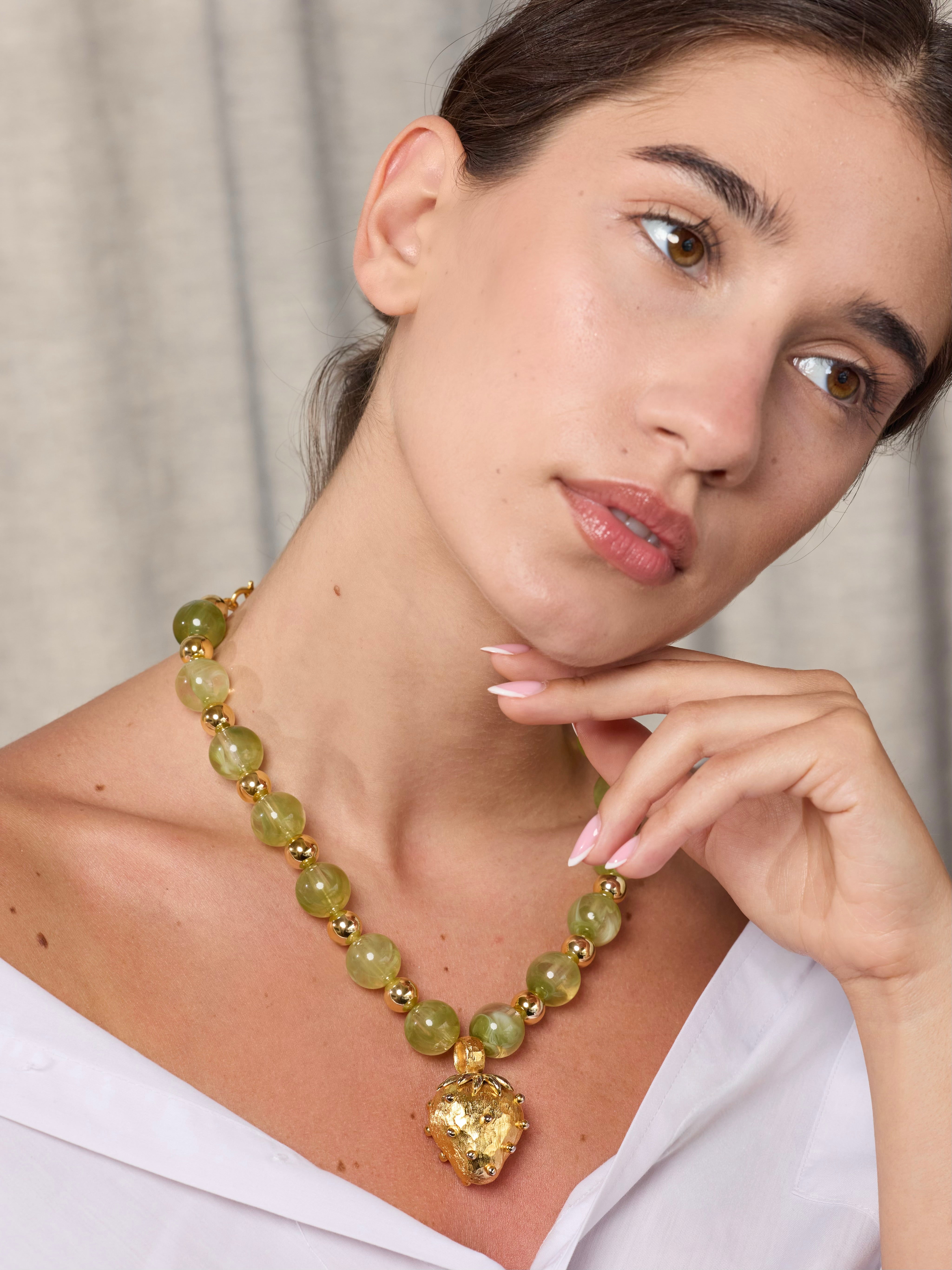 Green Strawberry Necklace