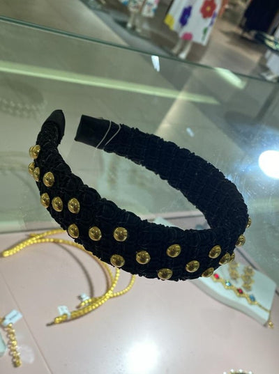 Black headband with gold