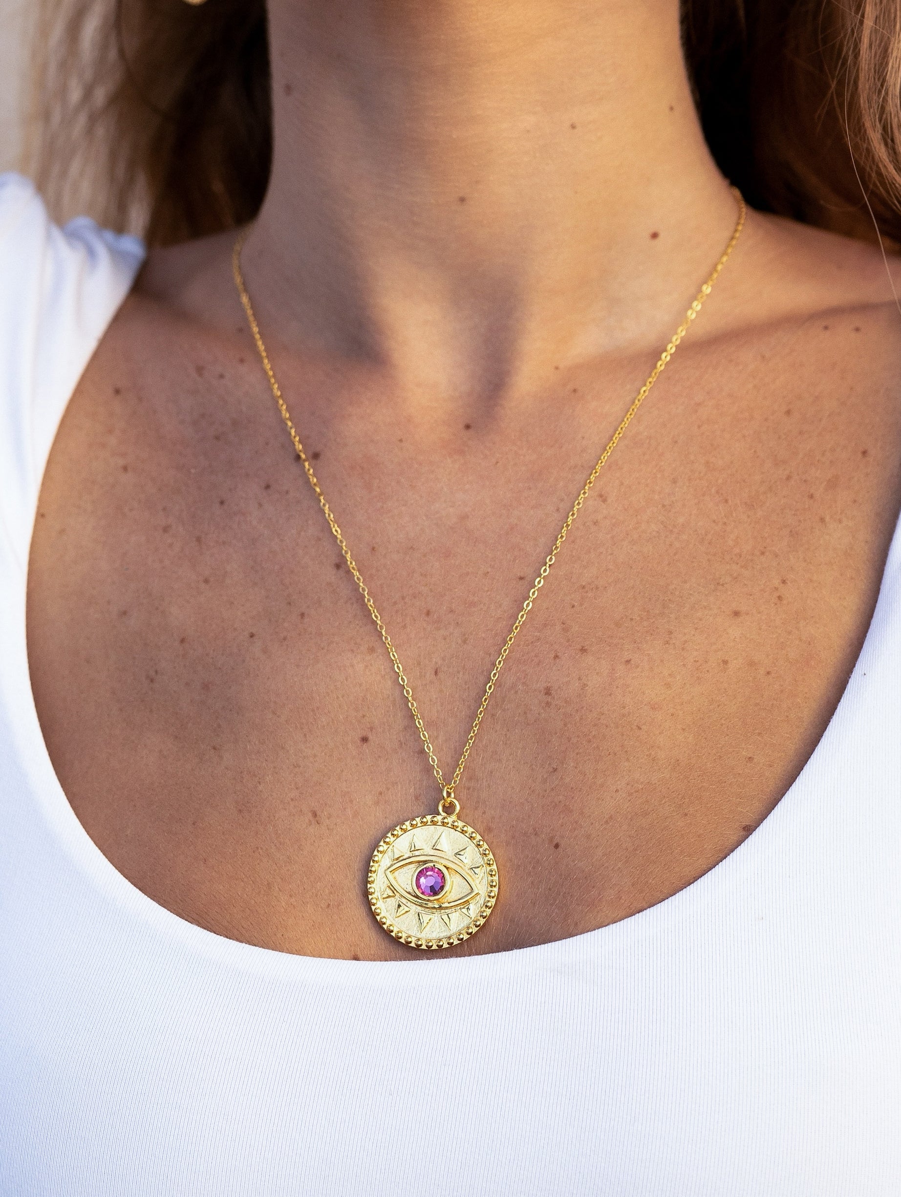 Liv Coin Necklace Pink