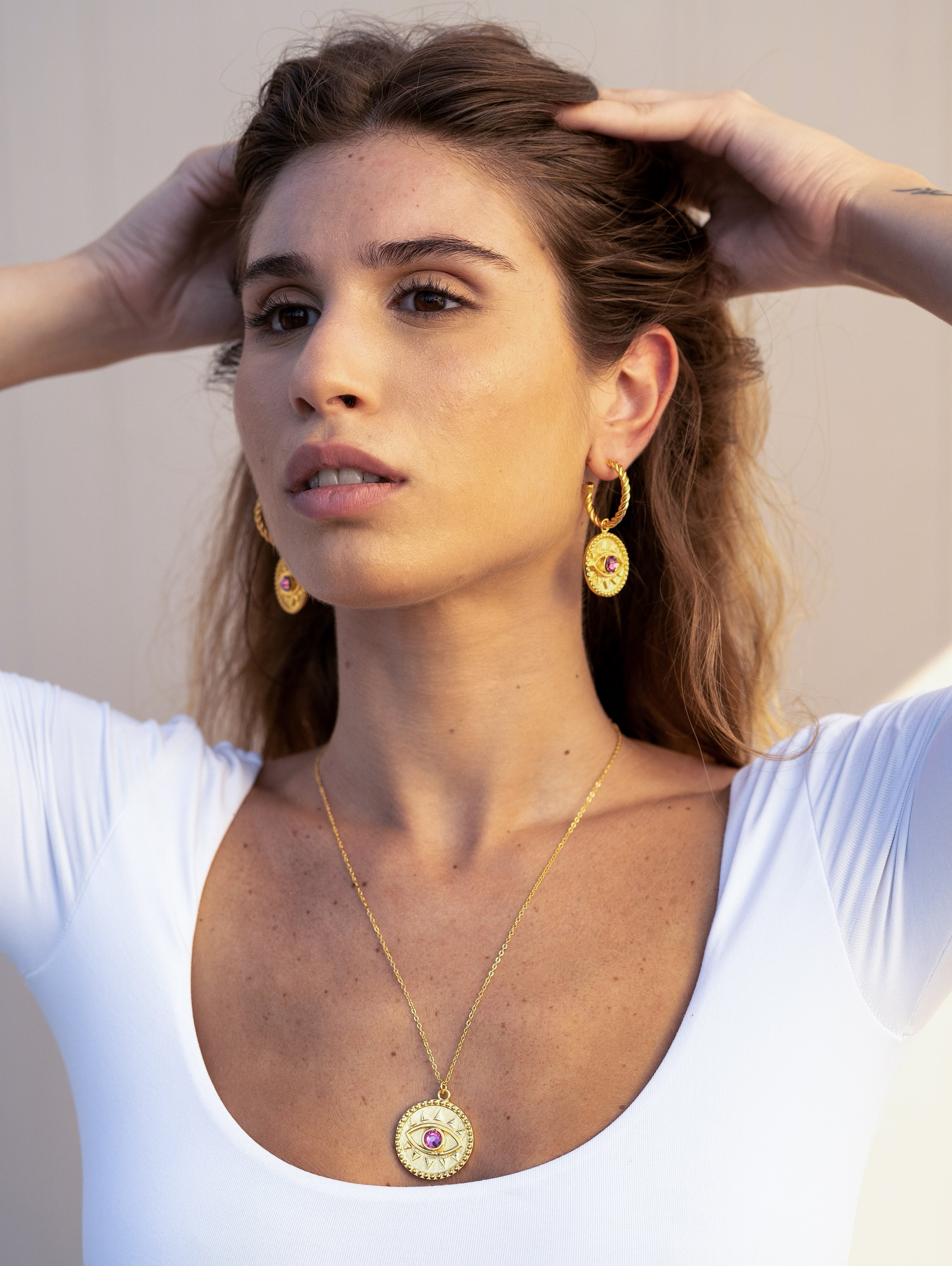 Liv Coin Necklace Pink