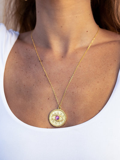 Liv Coin Necklace Pink