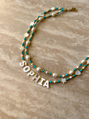 Custom Aqua Pearl Necklace