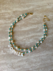 Custom Aqua Pearl Necklace